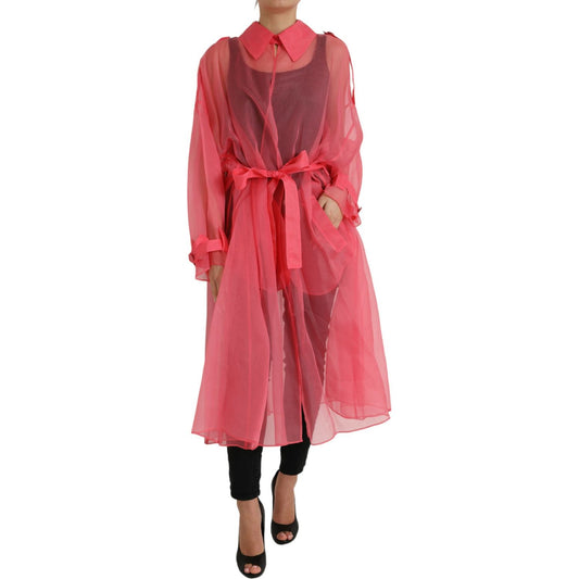 Dolce & Gabbana Elegant Pink Silk Long Jacket Dolce & Gabbana