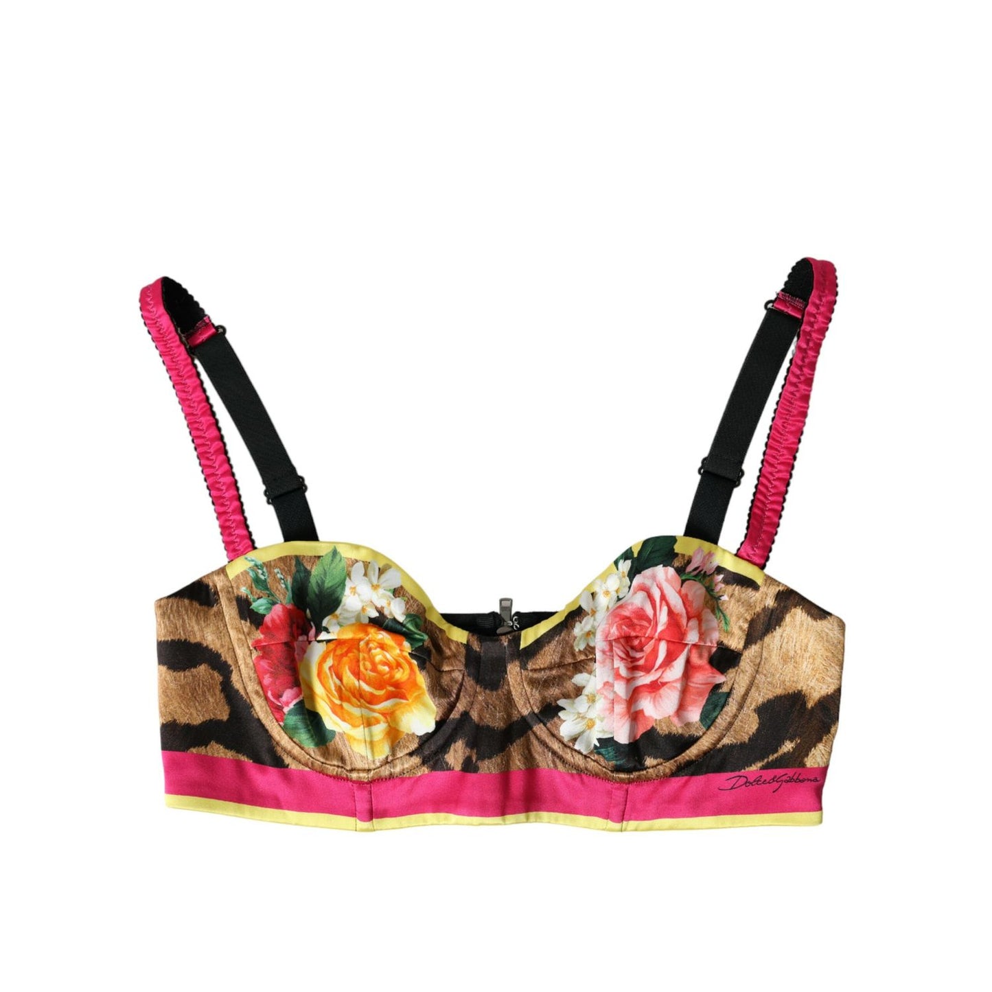 Dolce & Gabbana Multicolor Floral Sleeveless Bustier Crop Top