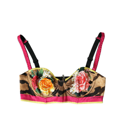 Dolce & Gabbana Multicolor Floral Sleeveless Bustier Crop Top