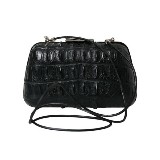 Balenciaga Black Exotic Skin Leather Shoulder Crossbody Box Clutch Bag