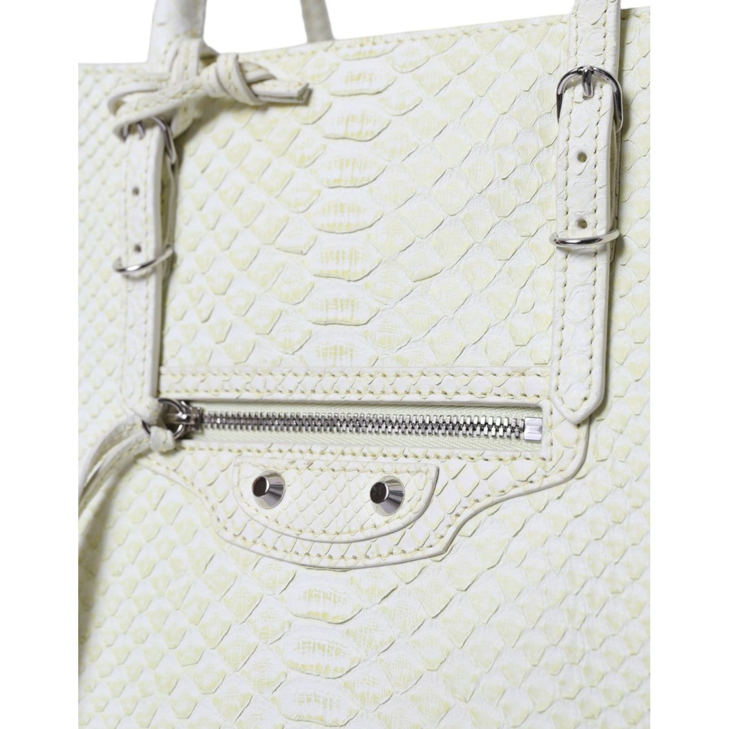 Balenciaga Chic Python Leather Tote in White & Yellow Balenciaga