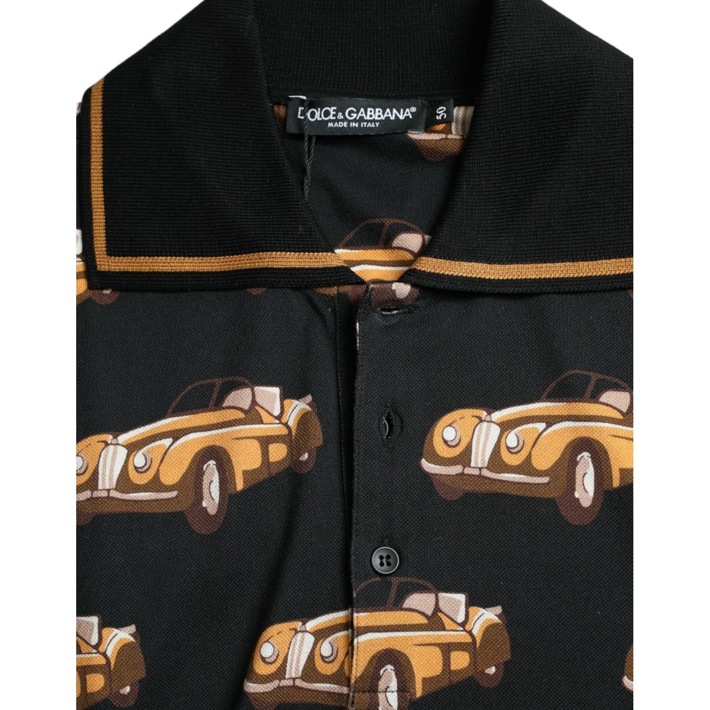 Dolce & Gabbana Black Car Print Short Sleeve Polo T-shirt Dolce & Gabbana