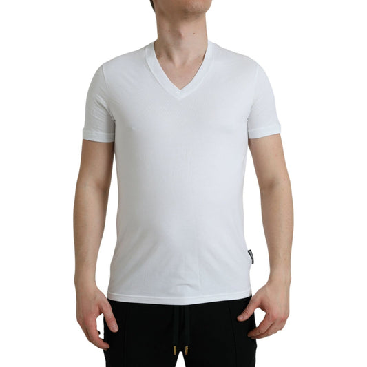 Dolce & Gabbana White Cotton V-neck Short Sleeve Underwear T-shirt Dolce & Gabbana