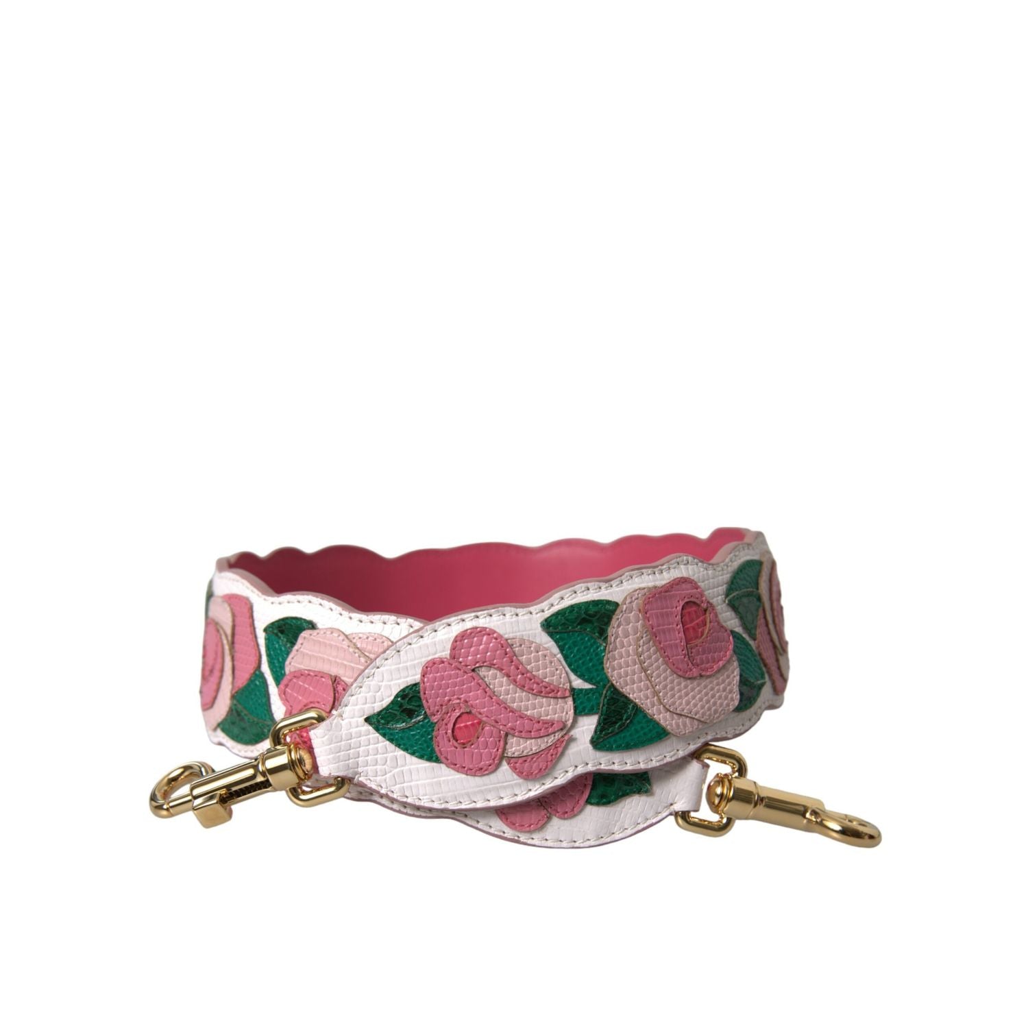 Dolce & Gabbana White Floral Leather Accessory Shoulder Strap