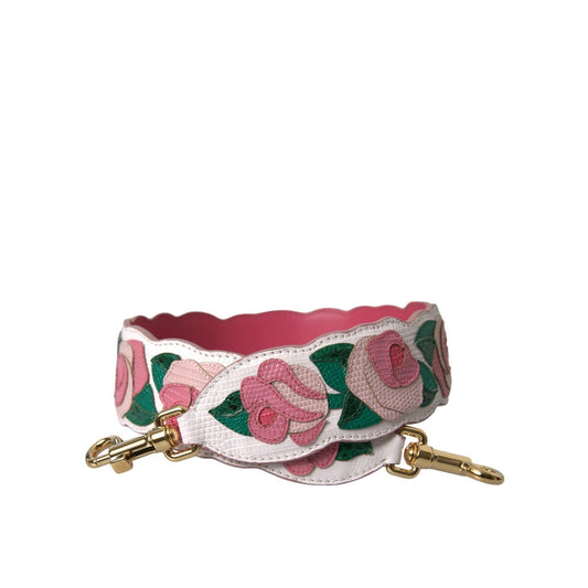 Dolce & Gabbana White Floral Leather Accessory Shoulder Strap