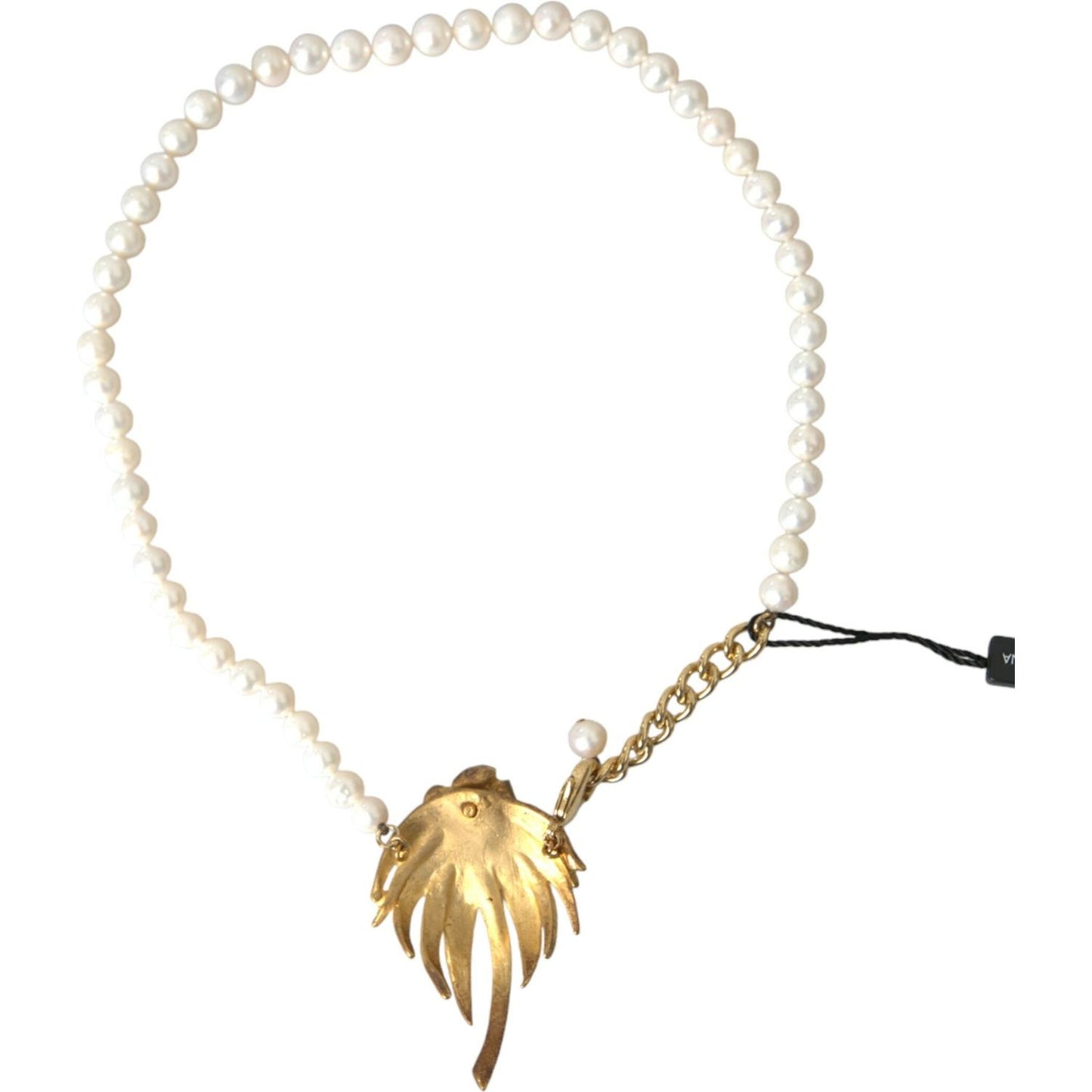 Dolce & Gabbana Gold Brass Crystal Pearl Tree Pendant Charm Necklace Necklace Dolce & Gabbana