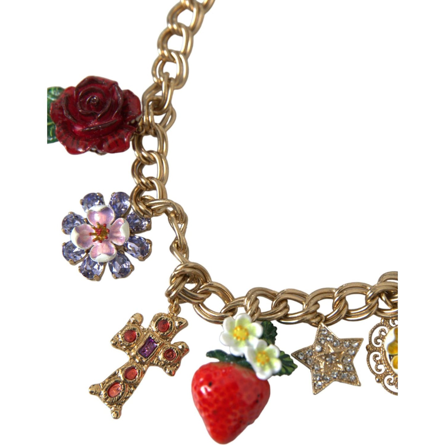 Dolce & Gabbana Gold Chain Rose Cross Strawberry Star Pendant Necklace Necklace Dolce & Gabbana