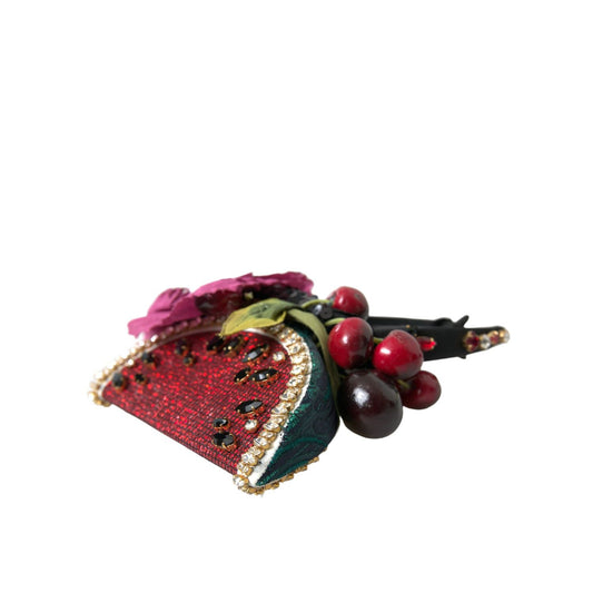 Dolce & Gabbana Red Watermelon Cherry Crystal Hairband Statement Diadem