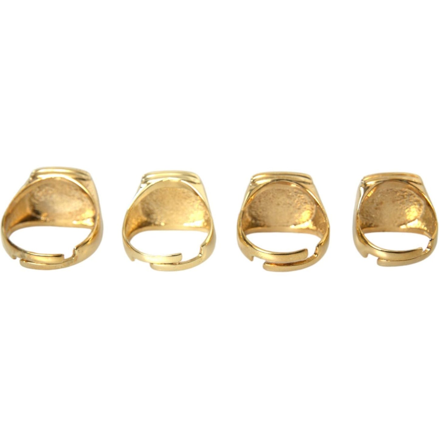 Dolce & Gabbana Gold Brass KING Enamel Set of 4 Ring Ring Dolce & Gabbana