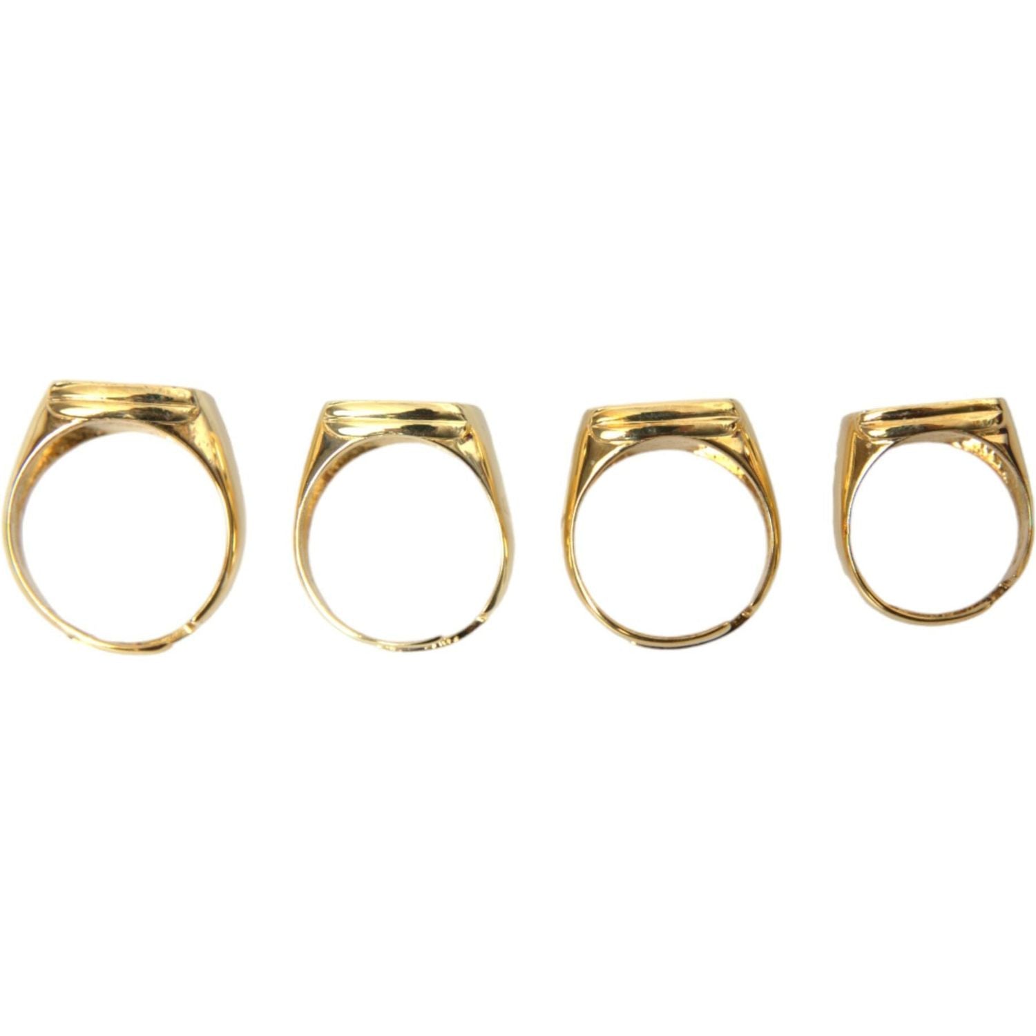 Dolce & Gabbana Gold Brass KING Enamel Set of 4 Ring