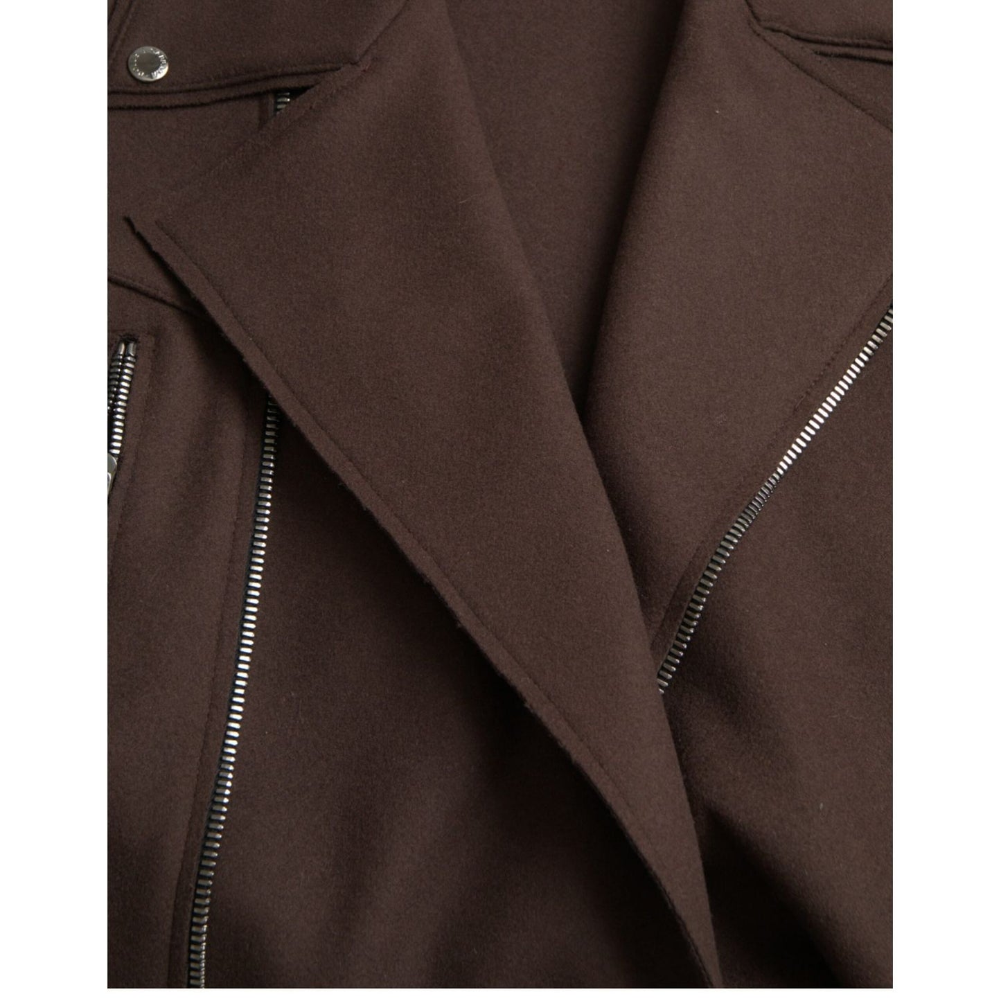 Dolce & Gabbana Brown Coat Short Biker Wool Jacket 1728,67345645728,Biker Jackets - Jackets & Coats - Clothing,Brown,Clothing,Dolce & Gabbana,IT40 | M,Jackets & Coats - Clothing,Jackets & Coats - Women - Clothing,Material: 100% Wool,New with tags,Women