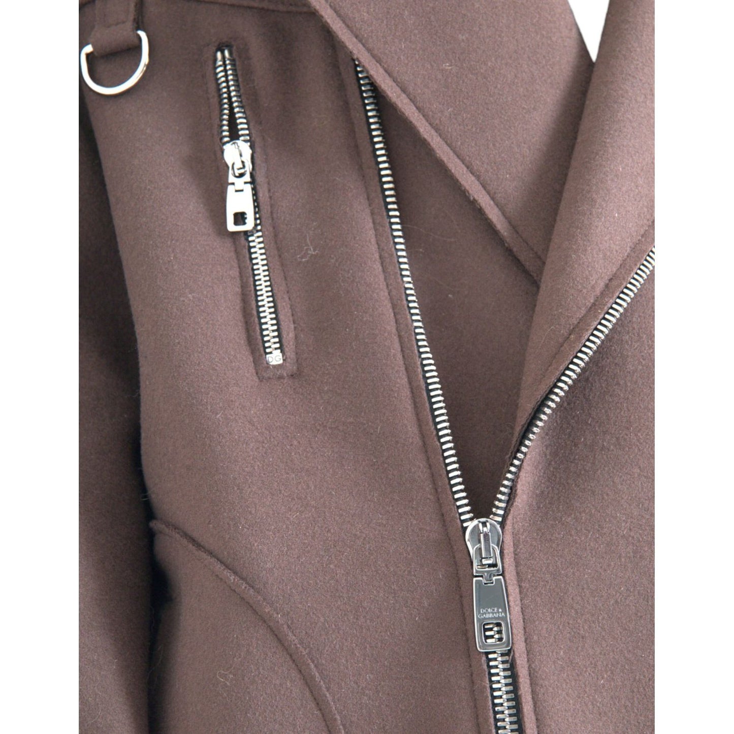 Dolce & Gabbana Brown Coat Short Biker Wool Jacket 1728,67345645728,Biker Jackets - Jackets & Coats - Clothing,Brown,Clothing,Dolce & Gabbana,IT40 | M,Jackets & Coats - Clothing,Jackets & Coats - Women - Clothing,Material: 100% Wool,New with tags,Women