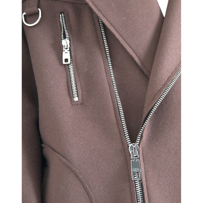 Dolce & Gabbana Brown Coat Short Biker Wool Jacket 1728,67345645728,Biker Jackets - Jackets & Coats - Clothing,Brown,Clothing,Dolce & Gabbana,IT40 | M,Jackets & Coats - Clothing,Jackets & Coats - Women - Clothing,Material: 100% Wool,New with tags,Women