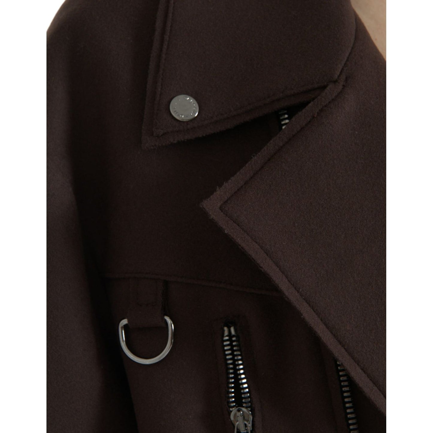 Dolce & Gabbana Brown Coat Short Biker Wool Jacket 1728,67345645728,Biker Jackets - Jackets & Coats - Clothing,Brown,Clothing,Dolce & Gabbana,IT40 | M,Jackets & Coats - Clothing,Jackets & Coats - Women - Clothing,Material: 100% Wool,New with tags,Women