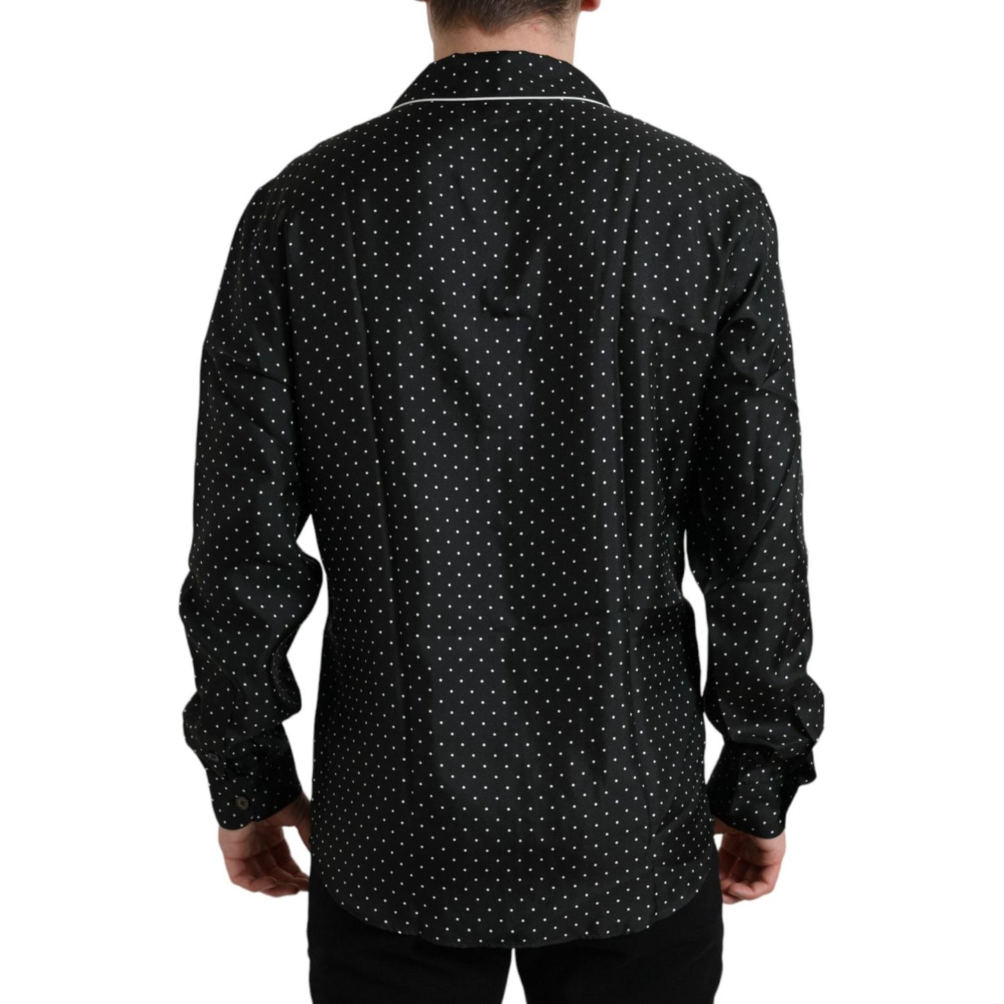 Dolce & Gabbana Black Polka Dot Silk Long Sleeve Shirt Dolce & Gabbana