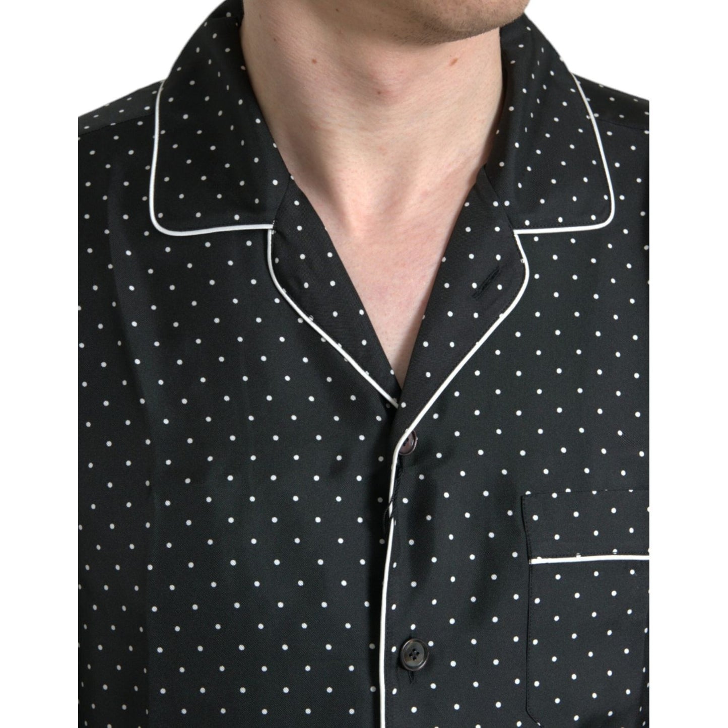 Dolce & Gabbana Black Polka Dot Silk Long Sleeve Shirt Dolce & Gabbana