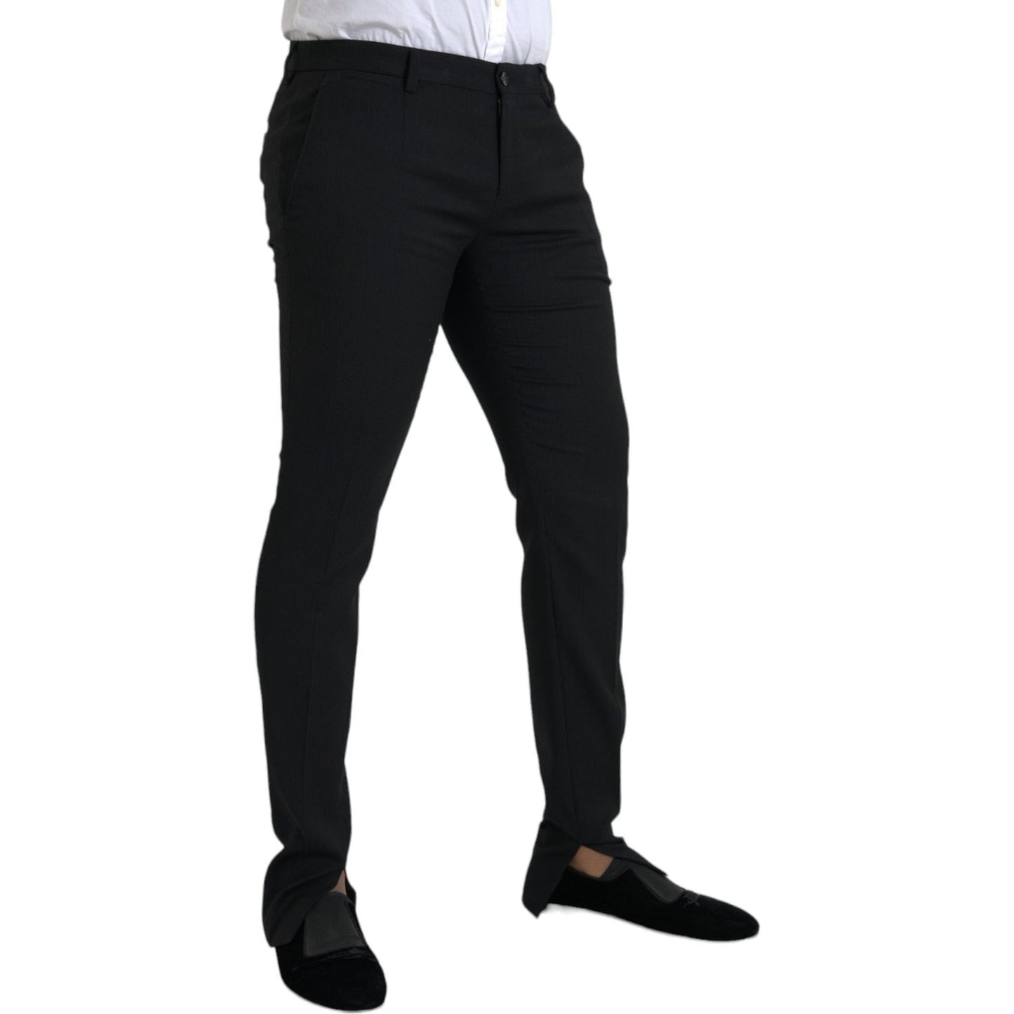 Dolce & Gabbana Black Wool Stretch Men Skinny Pants Dolce & Gabbana