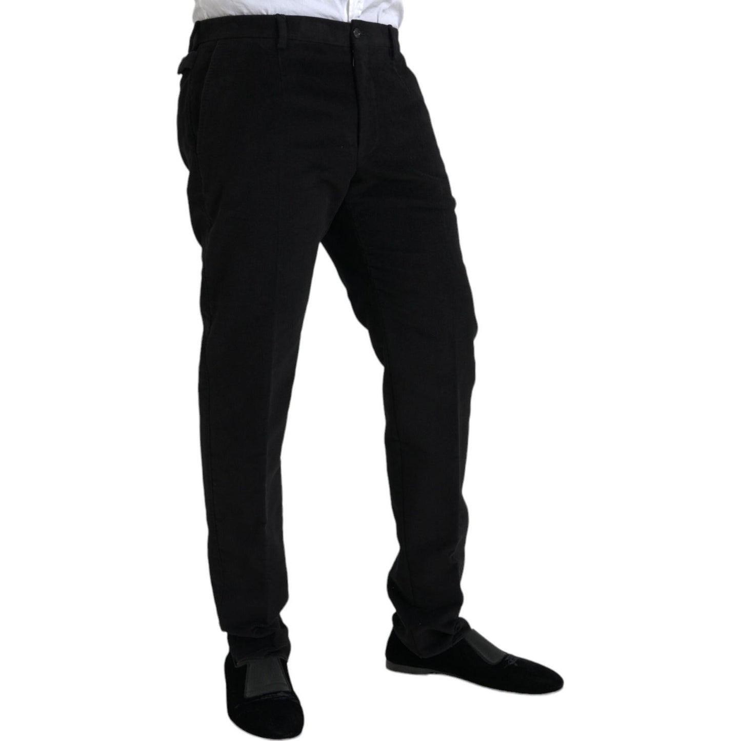 Dolce & Gabbana Black Cotton Velvet Skinny Pants Dolce & Gabbana