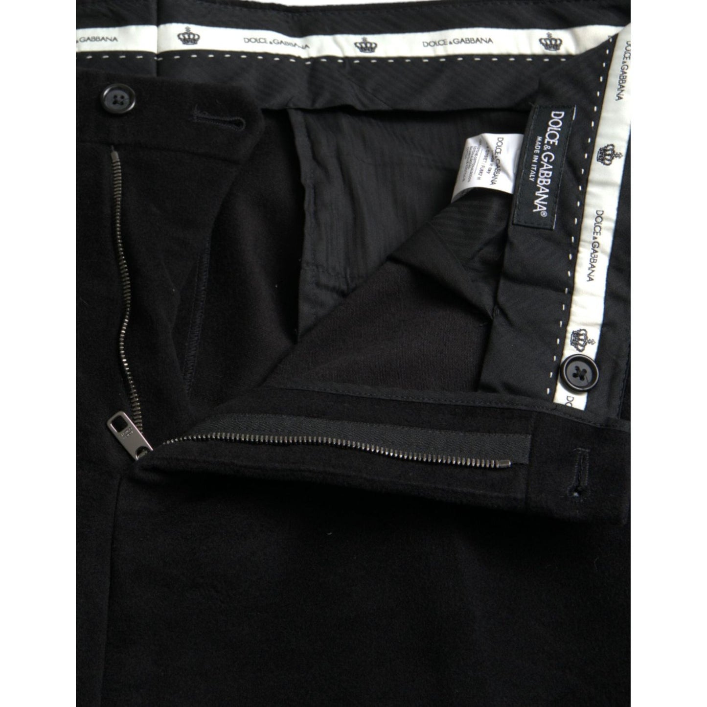 Dolce & Gabbana Black Cotton Velvet Skinny Pants Dolce & Gabbana