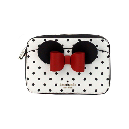 Kate Spade Disney Minnie Mouse Polka Dot Printed PVC Crossbody Camera Bag Kate Spade Antique White