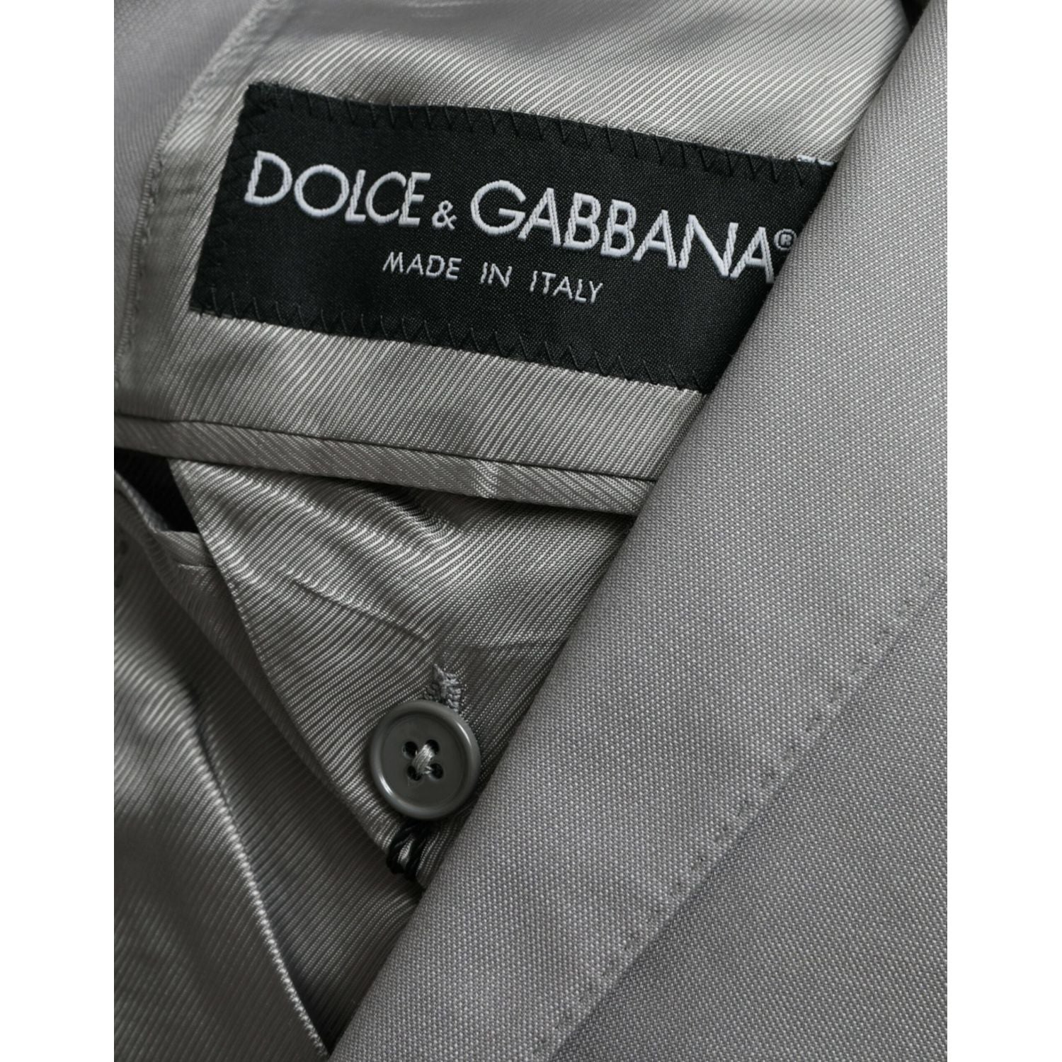 Dolce & Gabbana Gray Wool Peak Single Breasted Coat Blazer