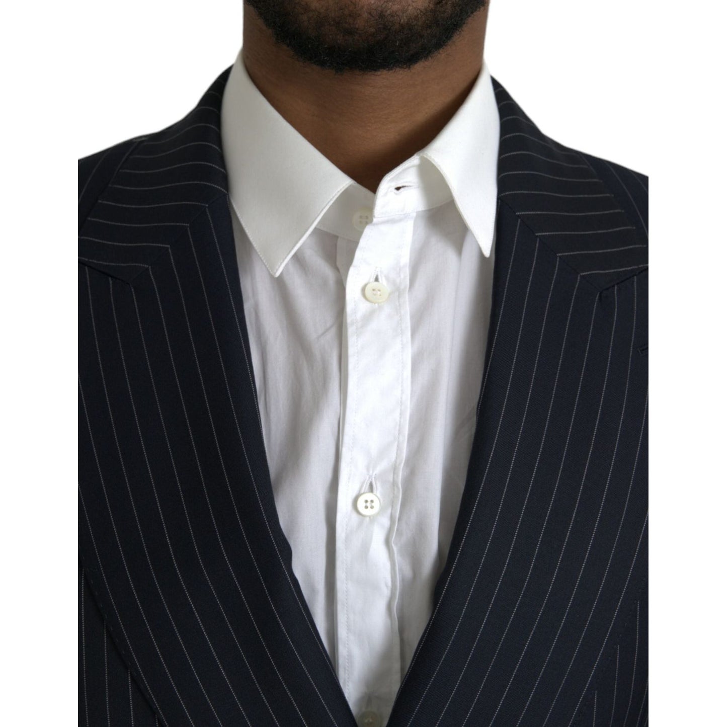 Dolce & Gabbana Black Stripe SICILIA Double Breasted Coat Blazer Dolce & Gabbana