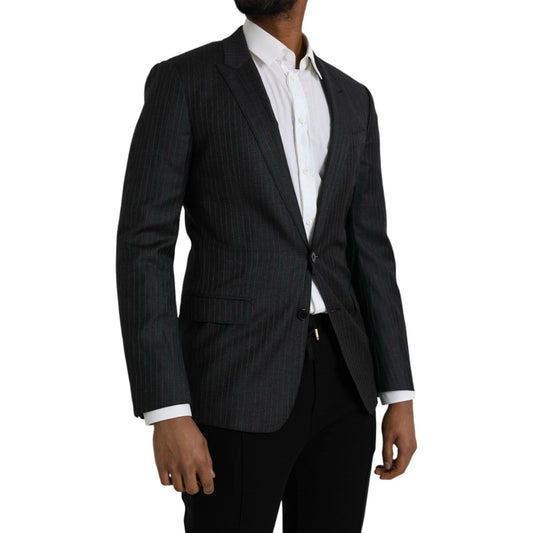 Dolce & Gabbana Black Stripe MARTINI Single Breasted Coat Blazer Dolce & Gabbana