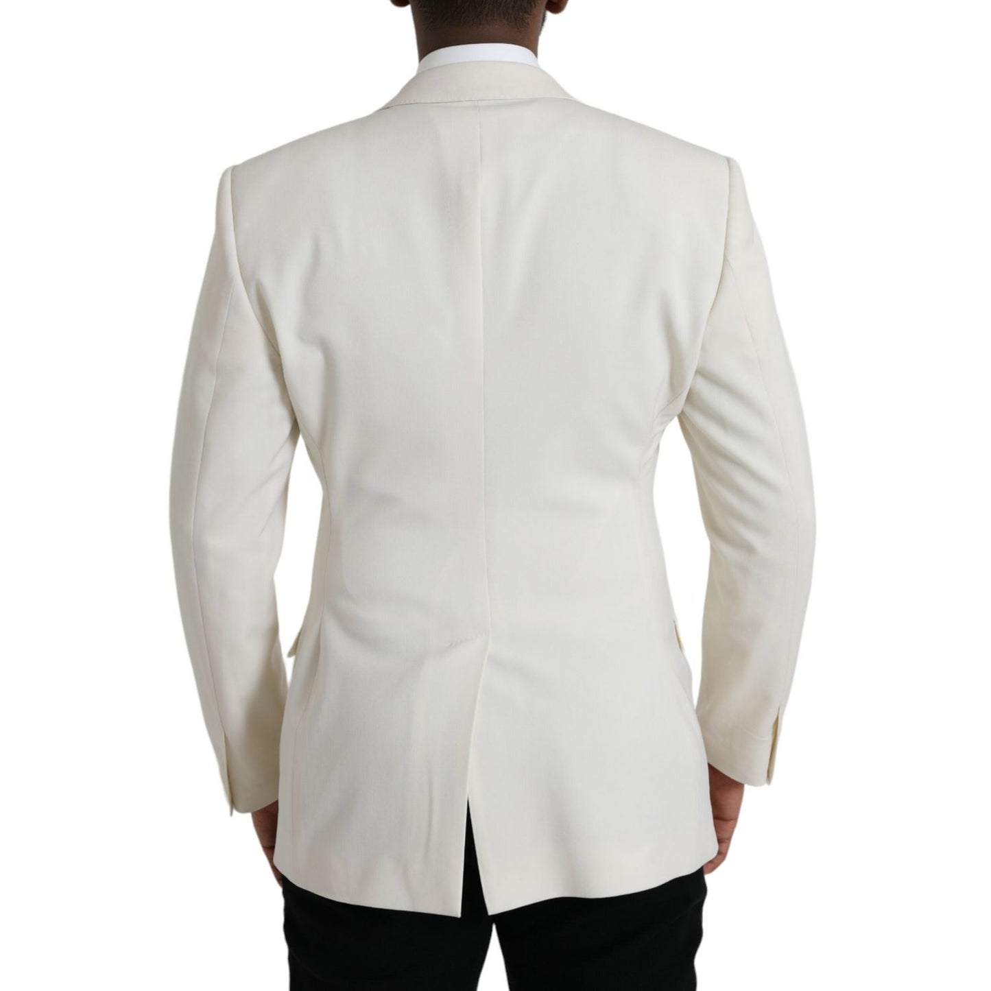 Dolce & Gabbana White Wool MARTINI Double Breasted Blazer