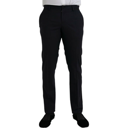 Dolce & Gabbana Dark Blue Wool Slim Fit Formal Pants Dolce & Gabbana