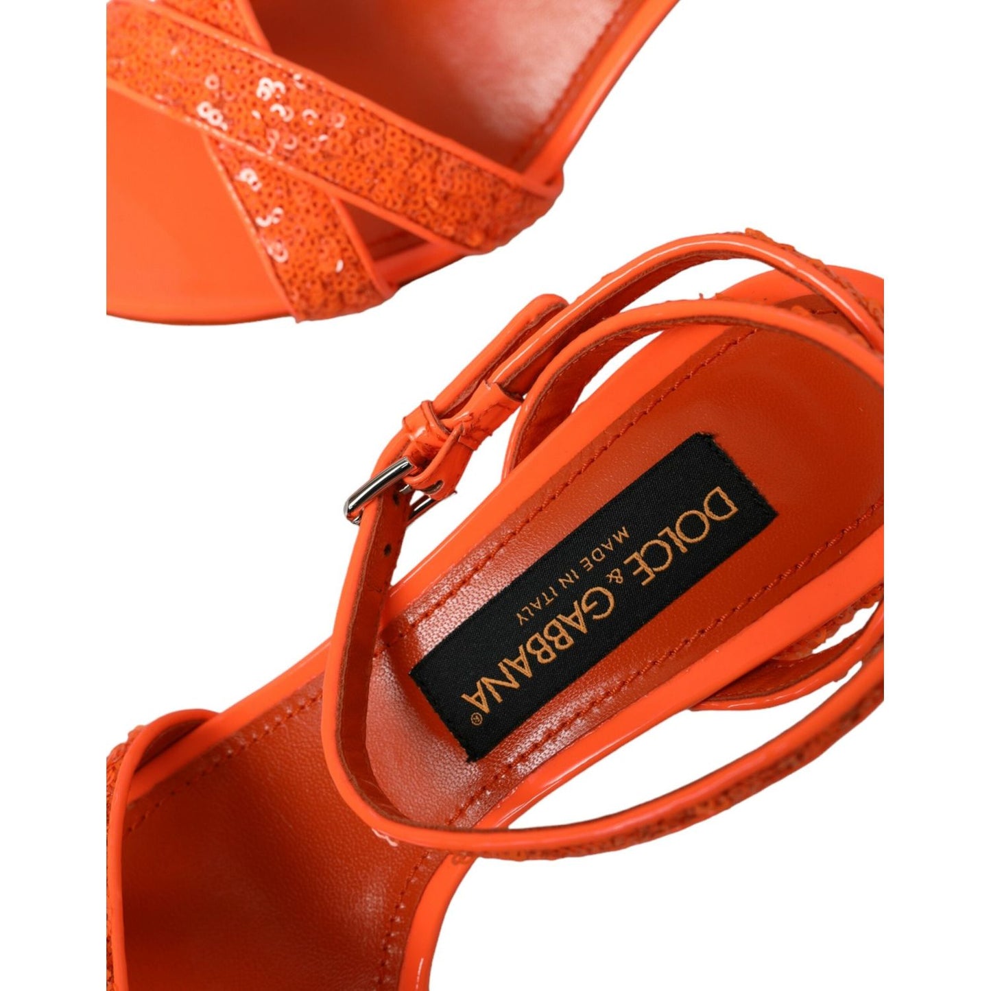 Dolce & Gabbana Orange Sequin Ankle Strap Sandals Shoes Dolce & Gabbana