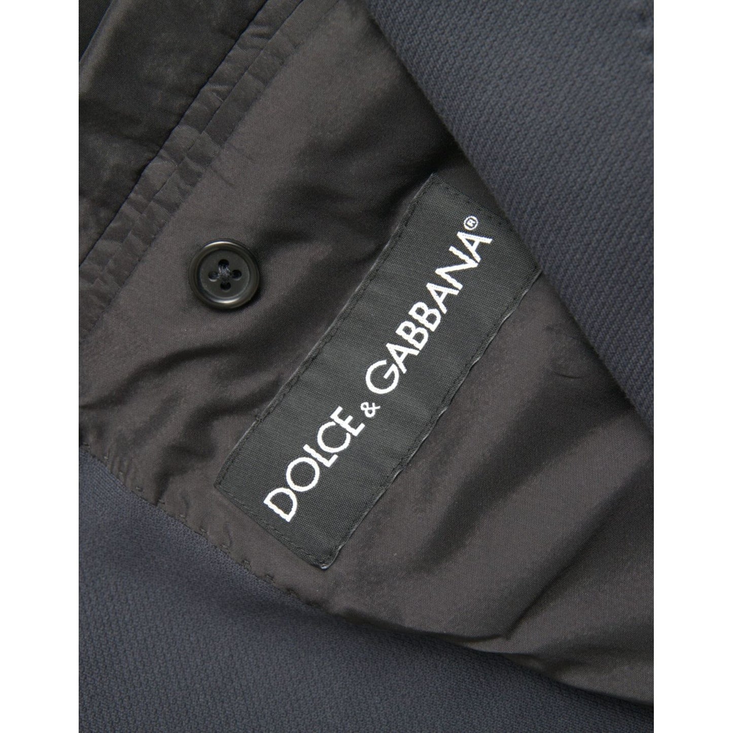 Dolce & Gabbana Dark Blue Cotton Single Breasted Coat Blazer Dolce & Gabbana