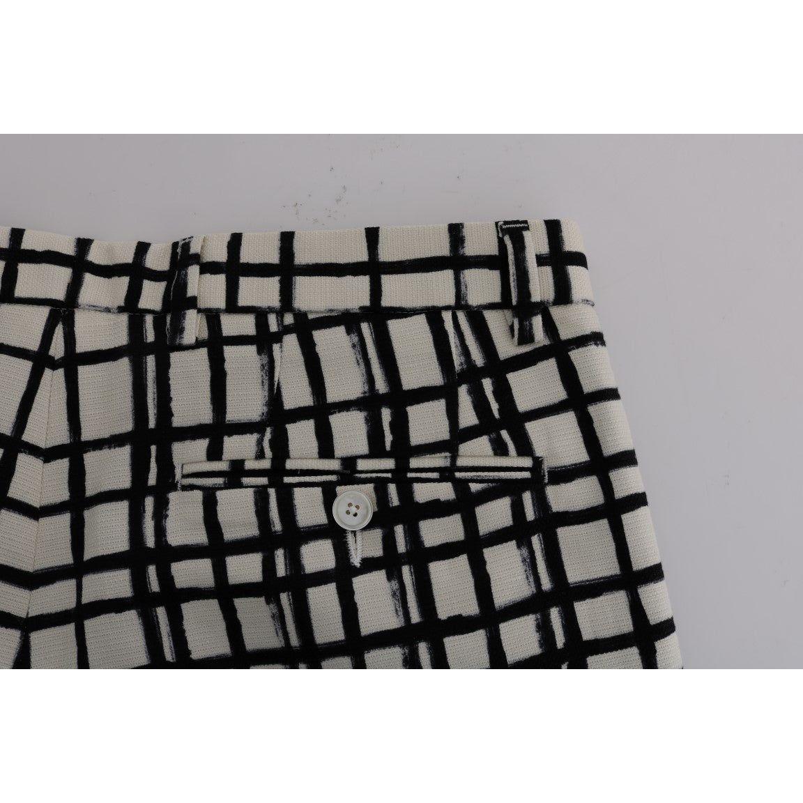 Dolce & Gabbana White Black Striped Casual Shorts