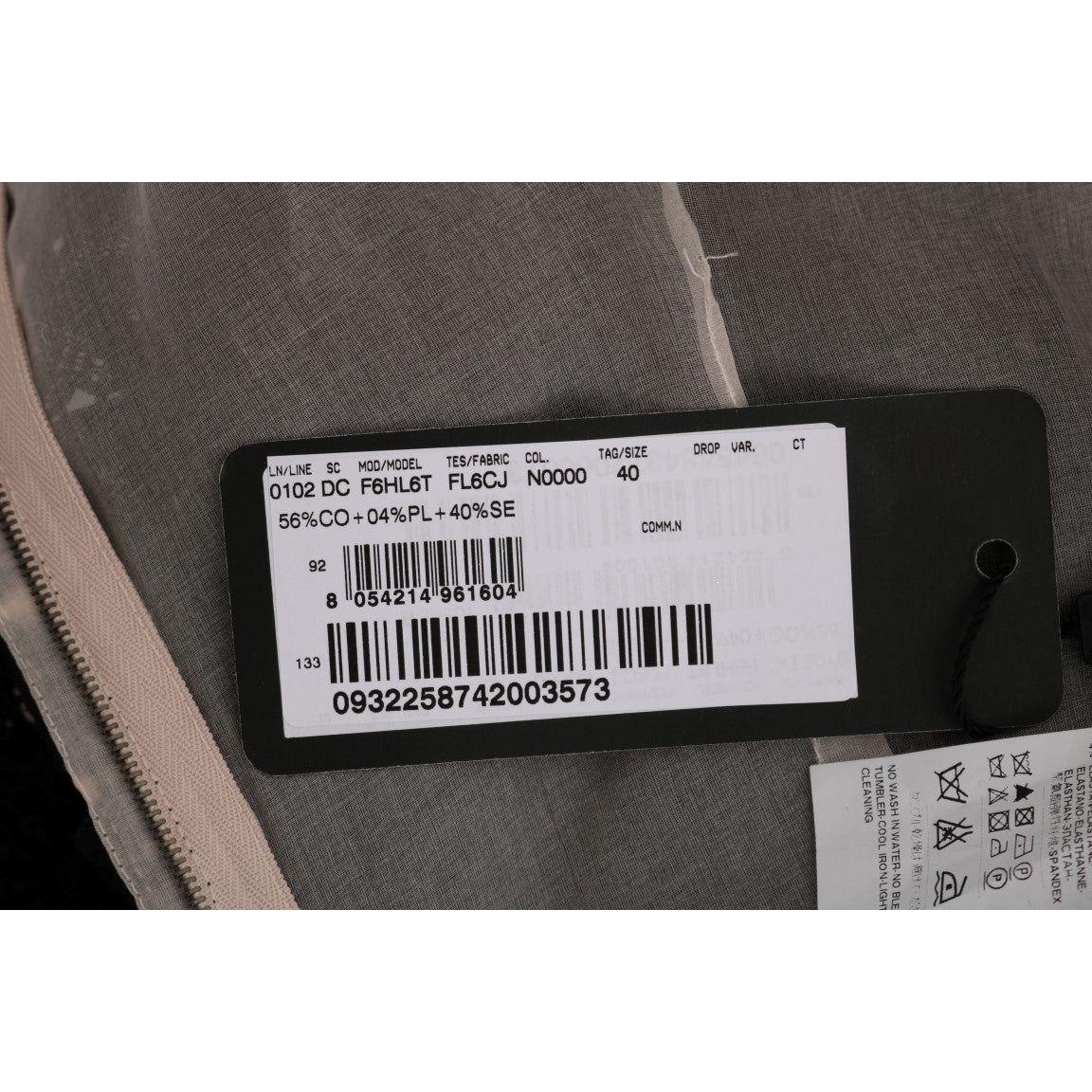 优雅黑色花卉贴花长款直筒连衣裙