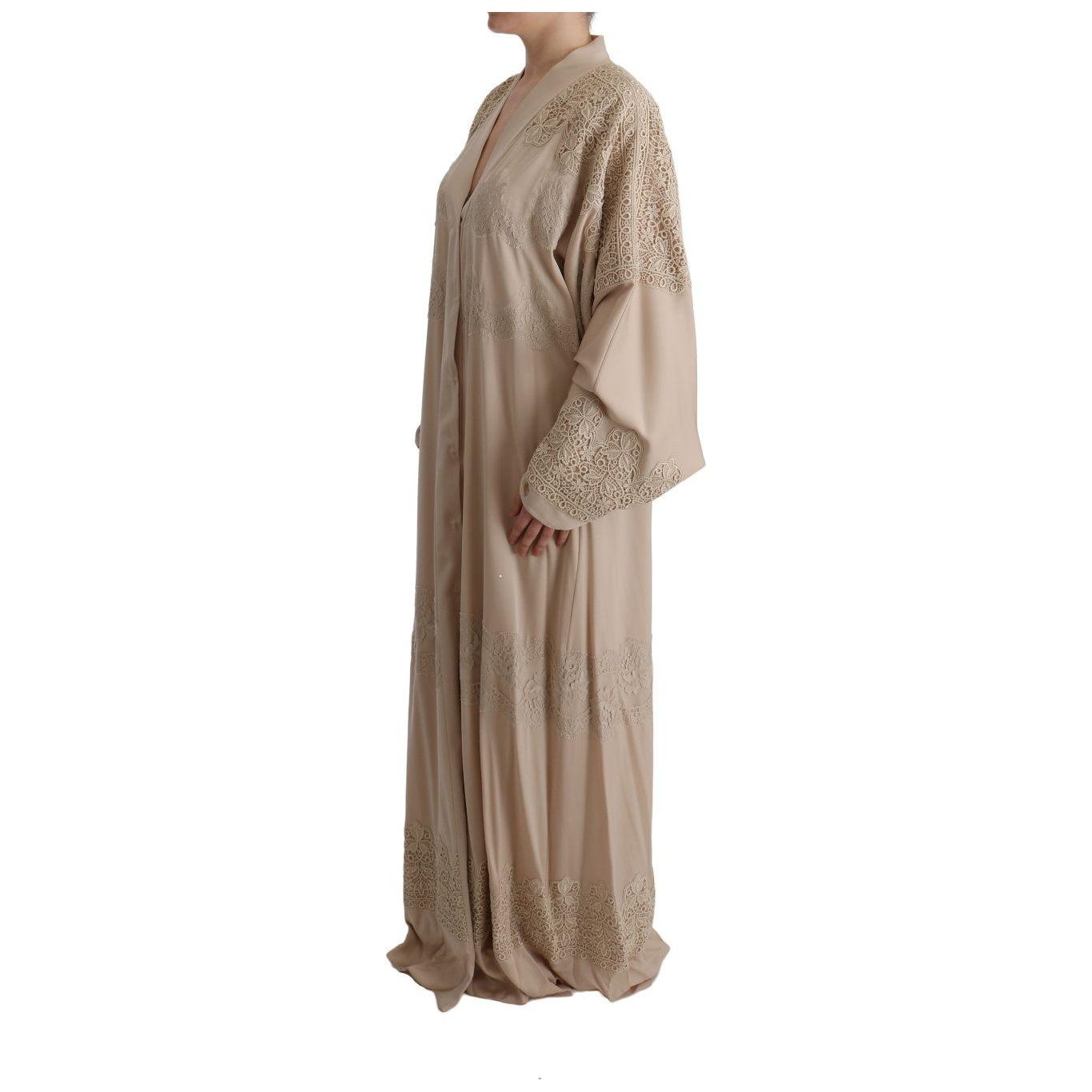 Dolce & Gabbana Elegant Beige Cape Kaftan Dress Dolce & Gabbana