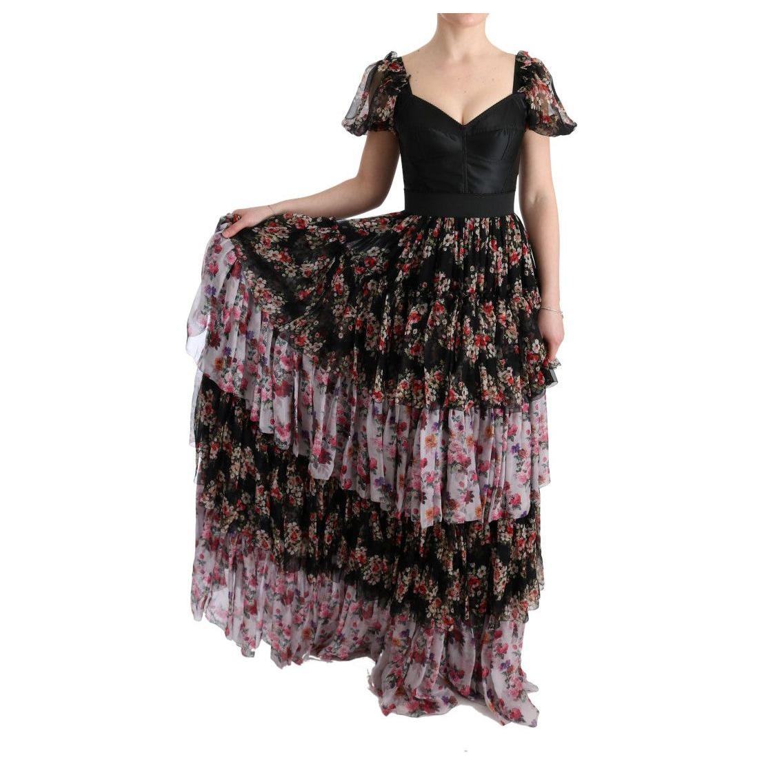 优雅花卉直筒连衣裙，多色真丝混纺