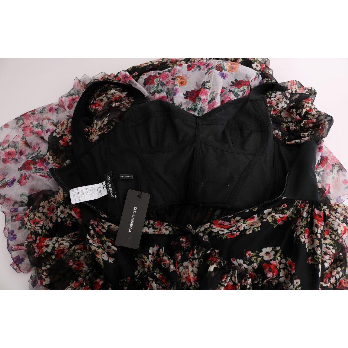 优雅花卉直筒连衣裙，多色真丝混纺