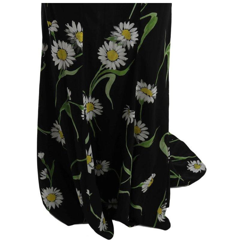 向日葵印花全长紧身连衣裙