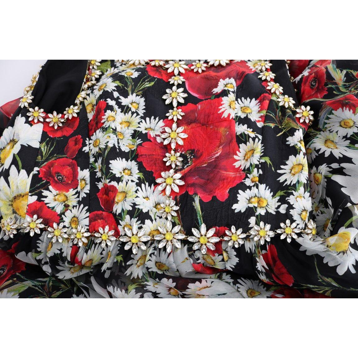 Dolce & Gabbana Floral Maxi Gown with Sunflower Print and Crystals Dolce & Gabbana