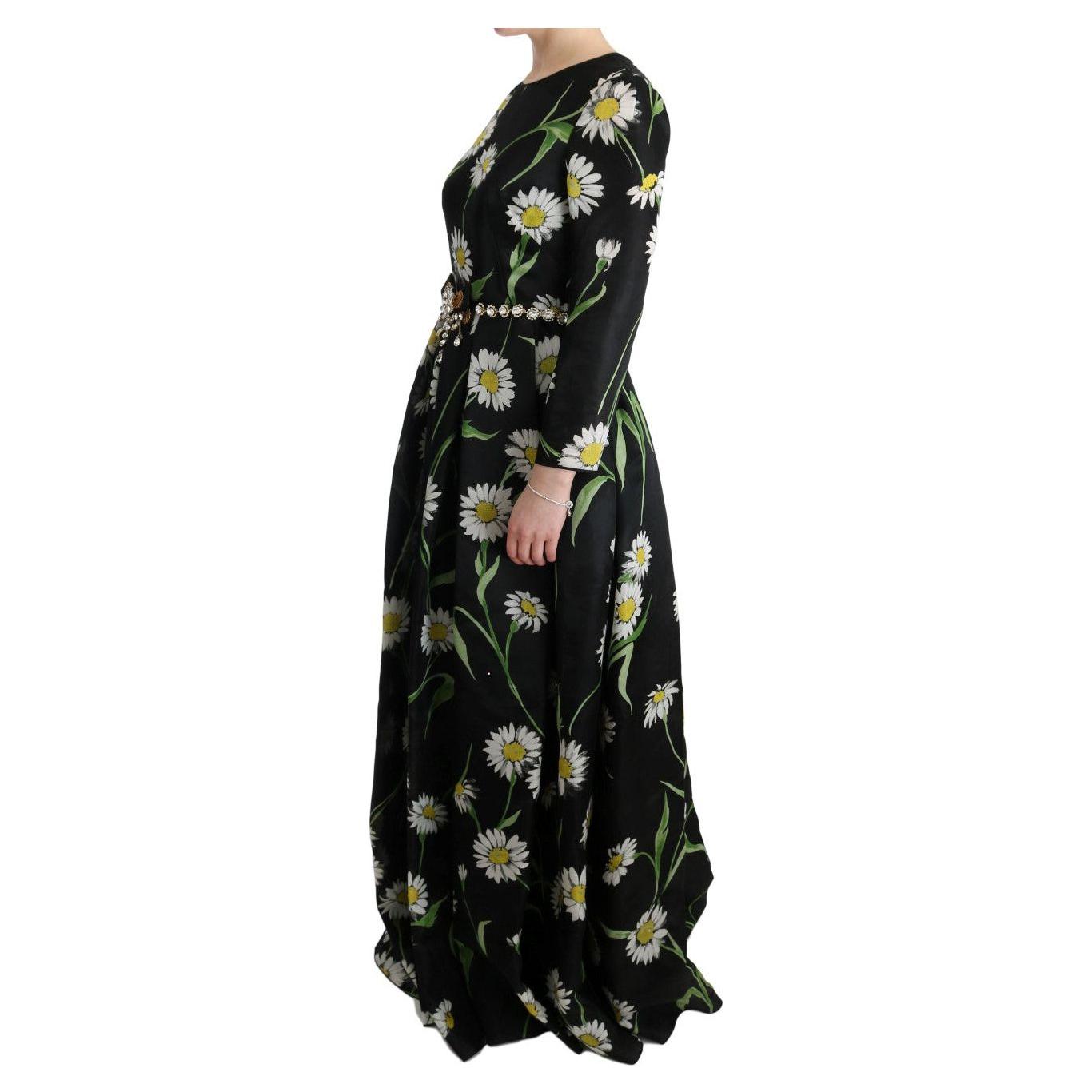 Dolce & Gabbana Elegant Sunflower Maxi Gown with Crystals Dolce & Gabbana