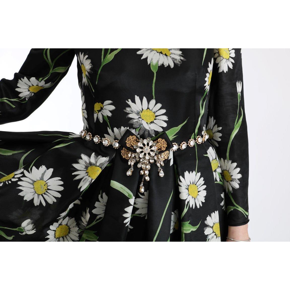 带水晶的优雅向日葵长礼服