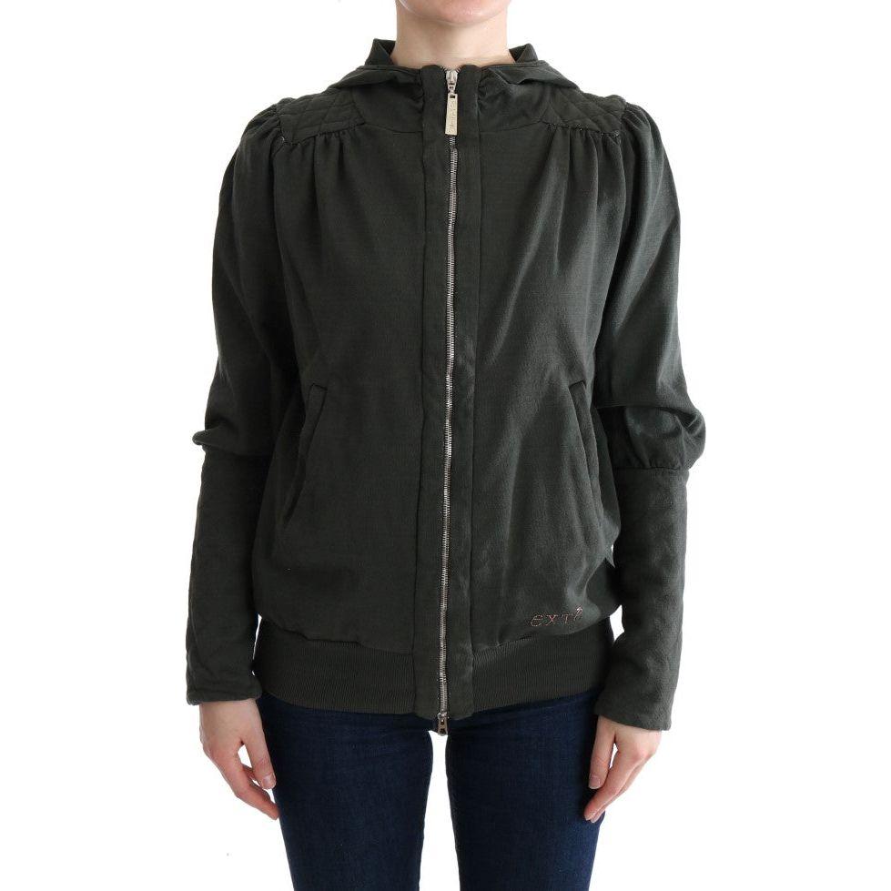 别致的灰色全拉链棉质毛衣