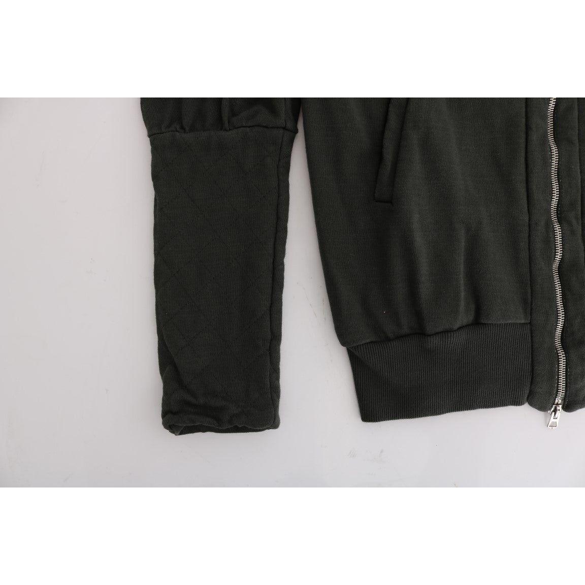 别致的灰色全拉链棉质毛衣