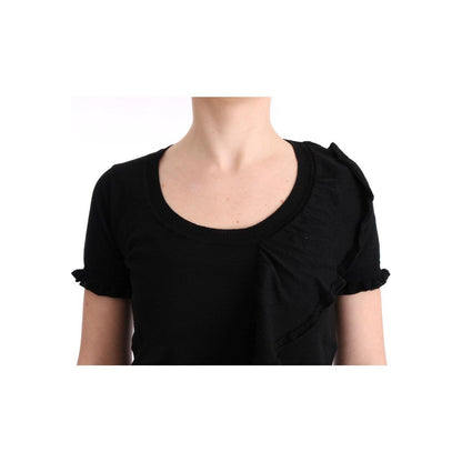 MARGHI LO' Black 100% Lana Wool Top Blouse T-shirt