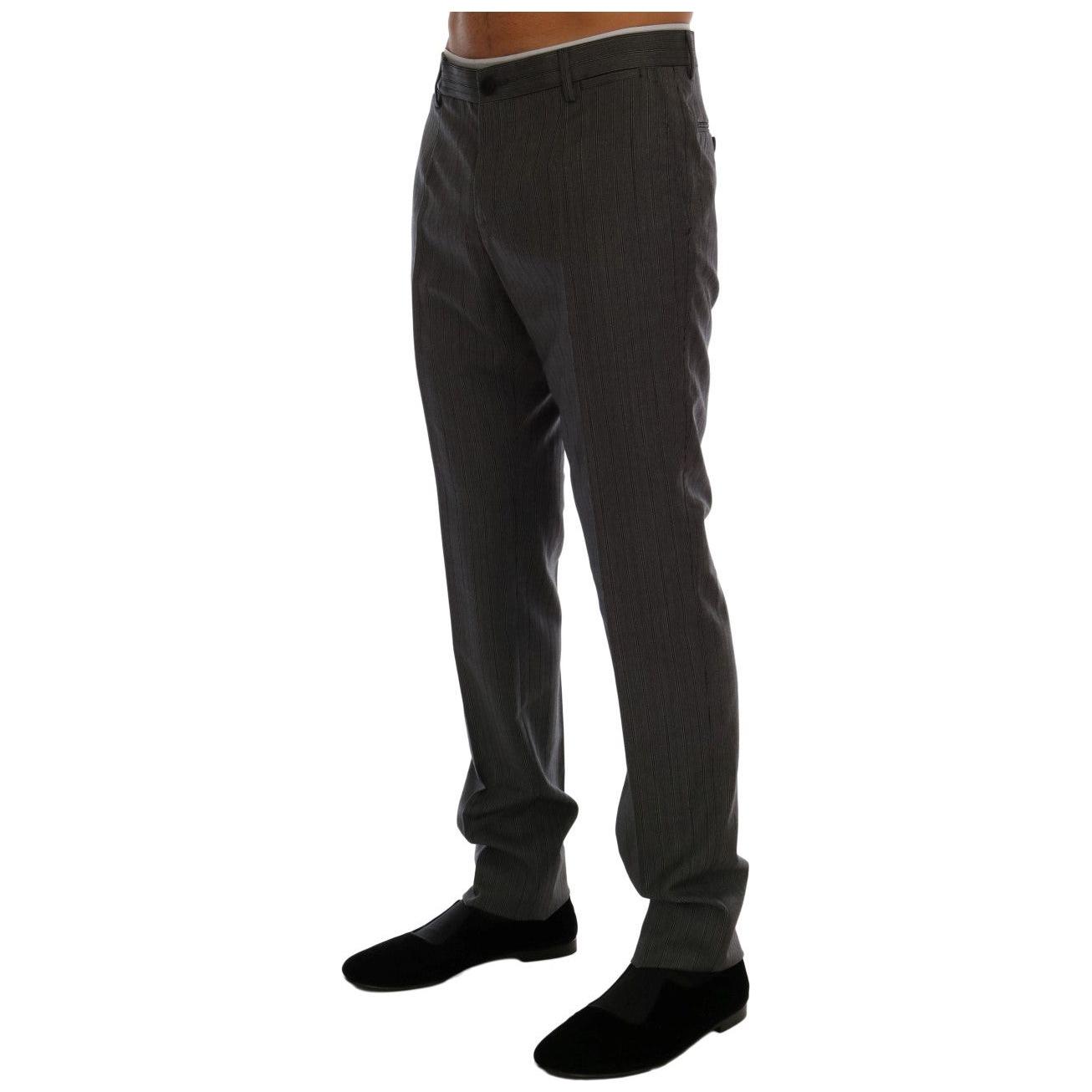 Dolce & Gabbana Elegant Gray Striped Wool Formal Trousers Dolce & Gabbana