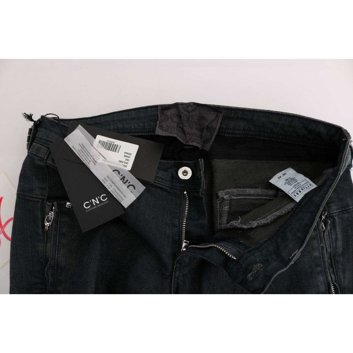 بنطلون جينز قطني رمادي فائق النحافة من مجموعة National Chic