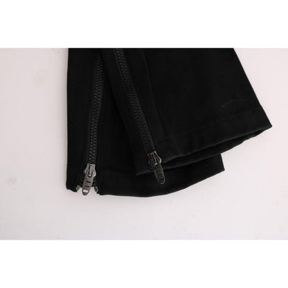 Ermanno Scervino Black Cotton Slim Fit Casual Pants Jeans & Pants