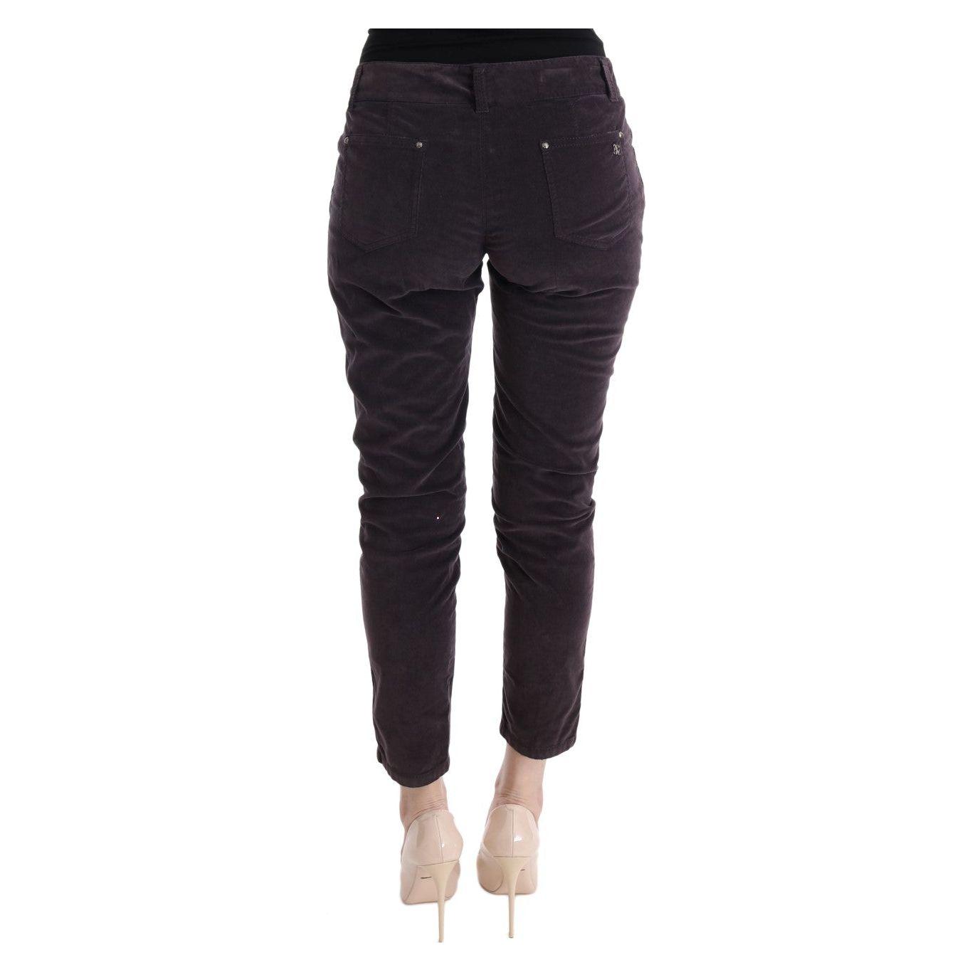 时尚棕色卡普里棉质七分裤