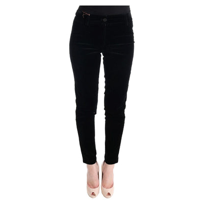 Ermanno Scervino Black Viscose Blend Velvet Cropped Pants
