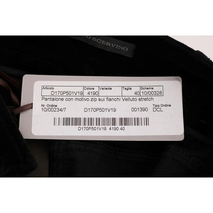 Ermanno Scervino Black Viscose Blend Velvet Cropped Pants