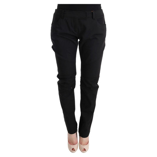 Ermanno Scervino Sleek Black Cotton Slim Fit Pants Jeans & Pants Ermanno Scervino